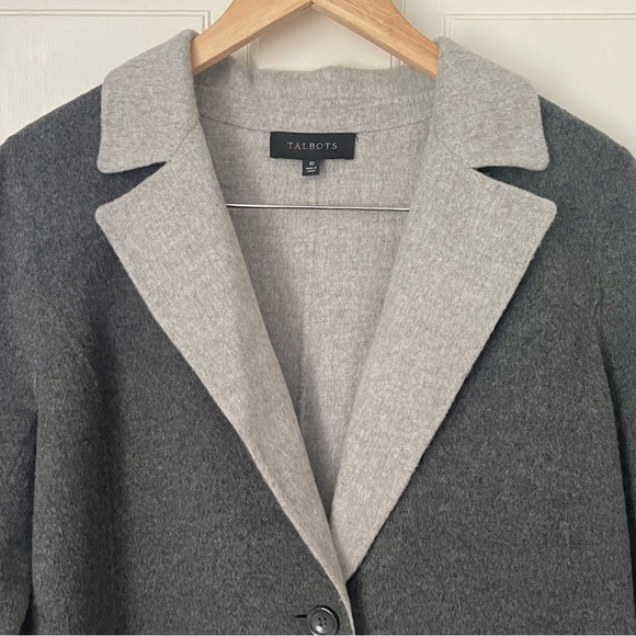 Talbots Double Faced Wool Blazer Size 10 Gray Office Work Career Professional - Picture 5 of 12